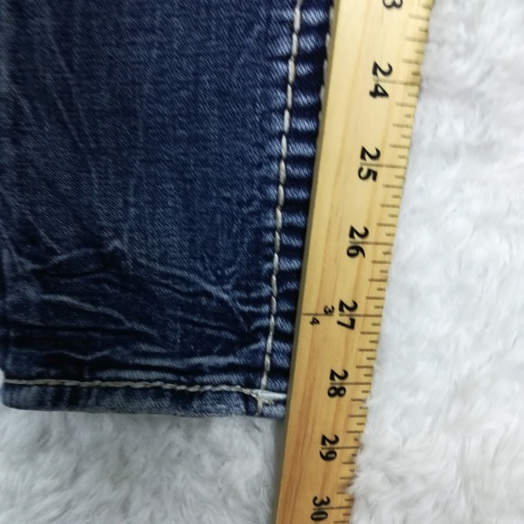 Rock Revival Womens Jeans Rosewood Skinny Blue Denim Distressed Jeweled Stone 26 - Picture 5 of 11